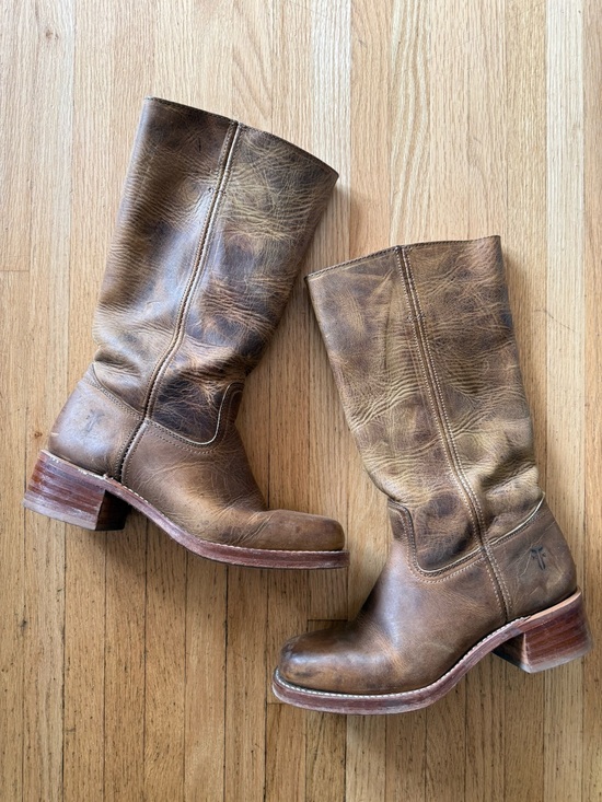 Frye Shoes - Women’s Frye Campus 14L Brown Leather Mid-Calf Boots
